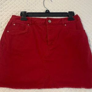 Red mini skirt!